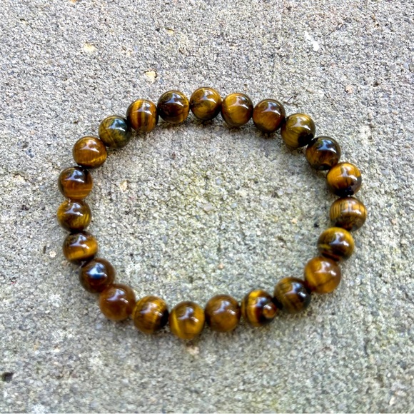 8mm Tiger Eye Stone Beaded Bracelet Healing Crystal Beaded Bracelet - Picture 2 of 6